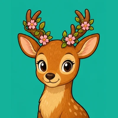 Avatar animado: Cervo, Ramos e flores