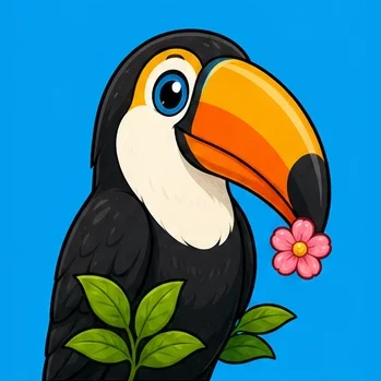 Avatar animado: Tucano, Flor e folhas