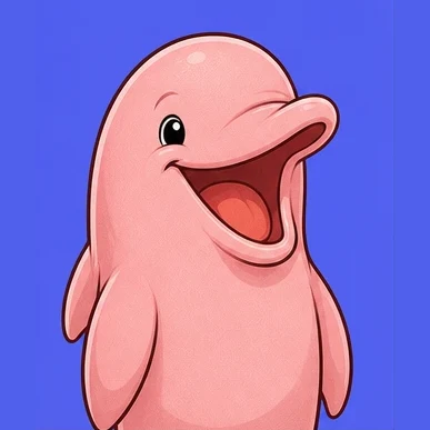 Avatar animado: Boto cor de rosa, Sorriso enorme