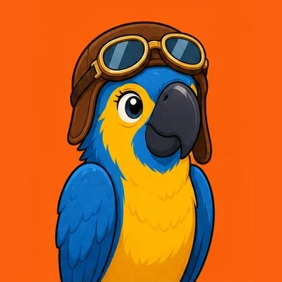 Avatar animado: Arara azul, Boné e óculos de piloto