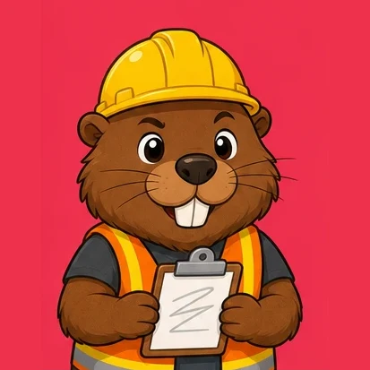 Avatar animado: Castor, Capacete e prancheta