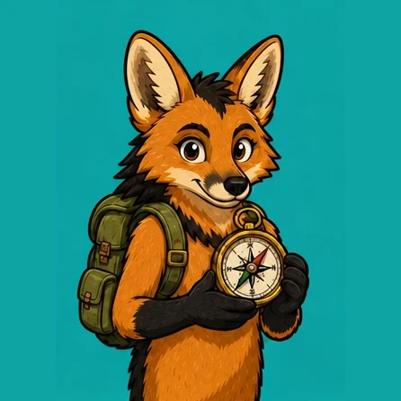 Avatar animado: Lobo guará, Bússola e mochila